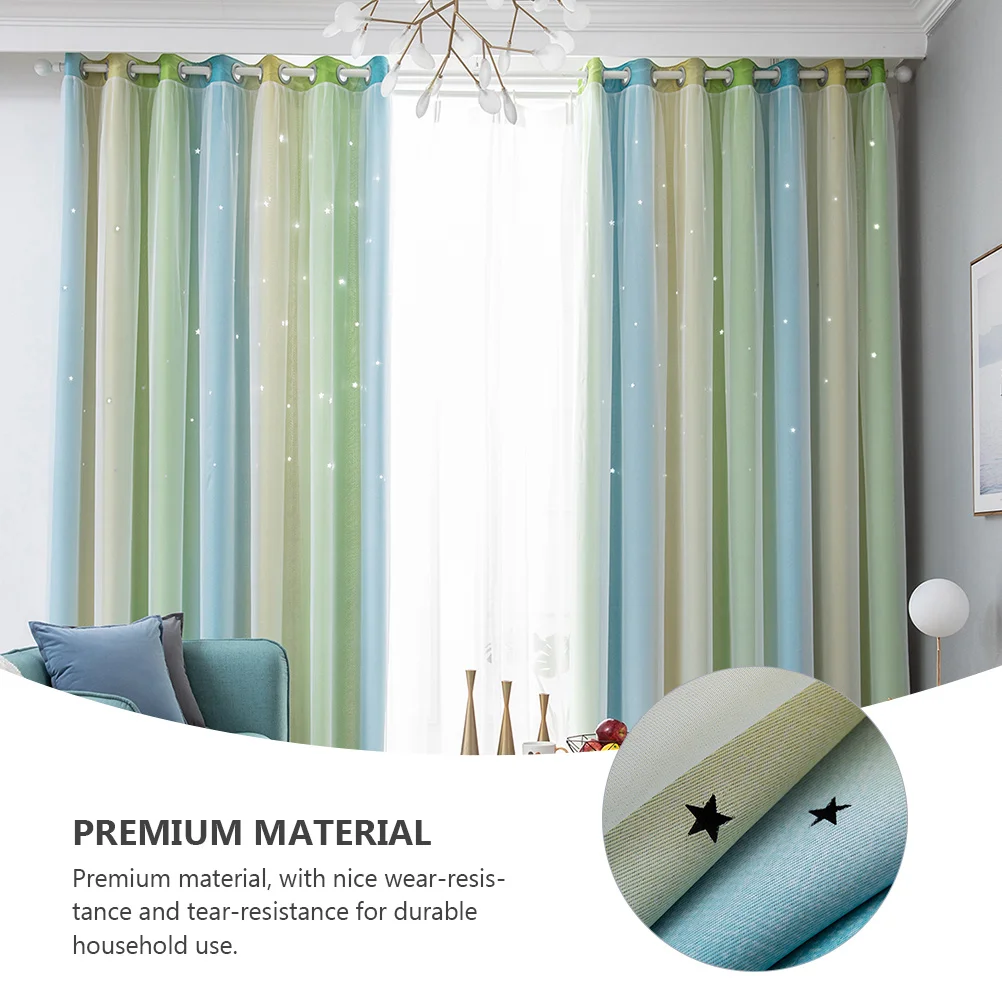 

2Pcs Gradient Color Double-Layer Curtains Insulation Blackout Window Sunshade Elegant Home Decor Privacy Protection