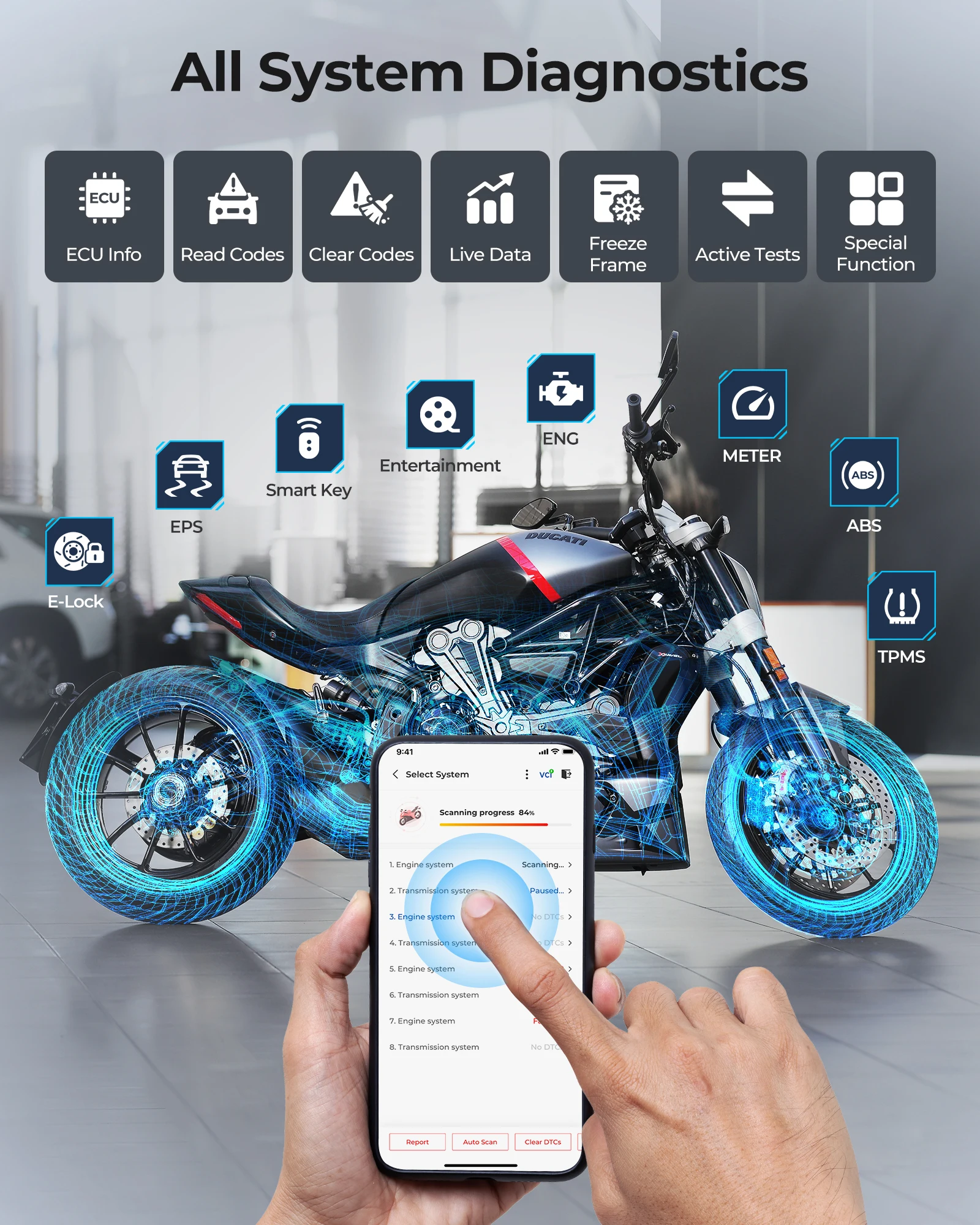 المهنية العالمي TOPDON TopScan موتو سيارة المسح السيارات دراجة نارية أدوات التشخيص محرك ob d2 أداة الماسح الضوئي لجميع السيارات #4