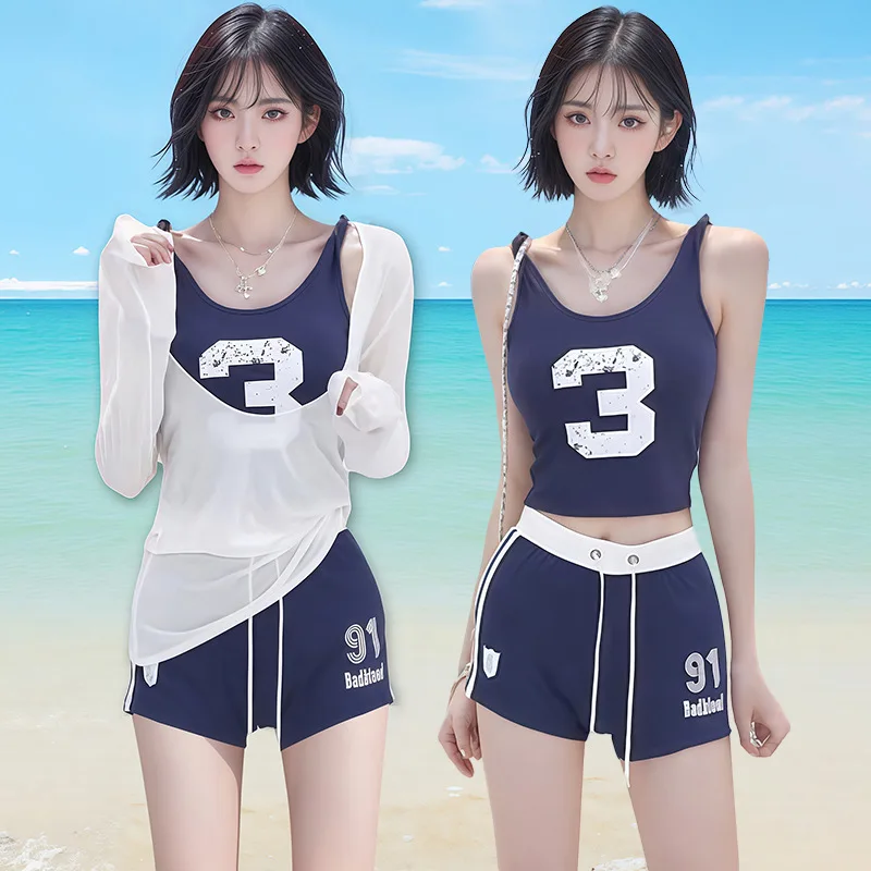 

2025 New Swimsuit Women's Split Sports Long Sleeve Hoodie Sunscreen Seaside Vacation Swimsuit