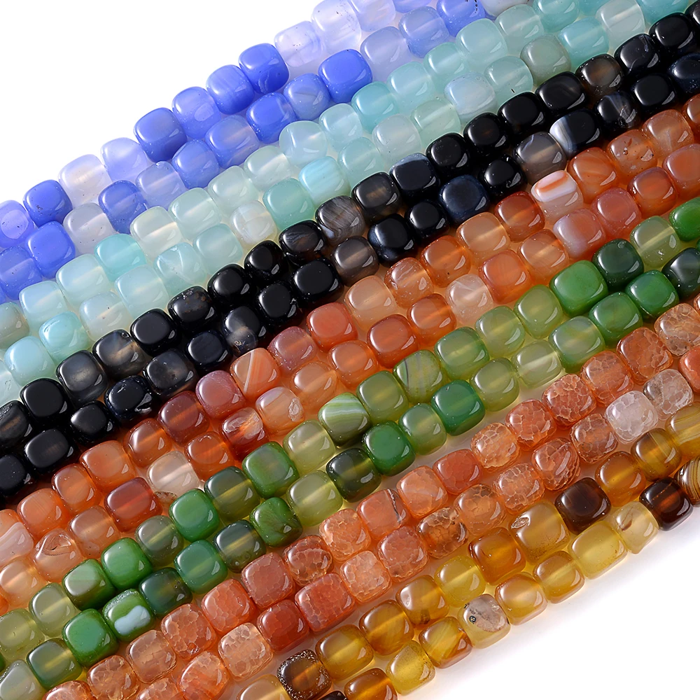 8mm Natursteinperlen Quadratische Achat-Abstandsperlen für Schmuckherstellung DIY Armbänder Halsketten Ohrringe Accessoires Geschenke