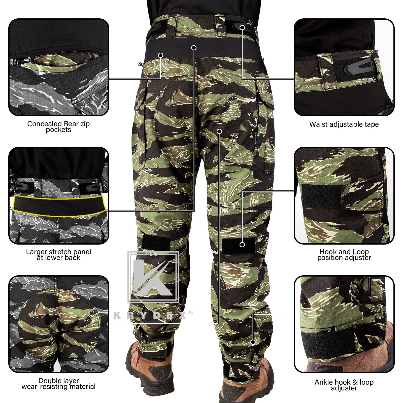 Imagem -05 - Krydex-camuflagem Calças de Combate Tático Calças de Combate Joelheiras Outdoor Caça Uniforme Engrenagem