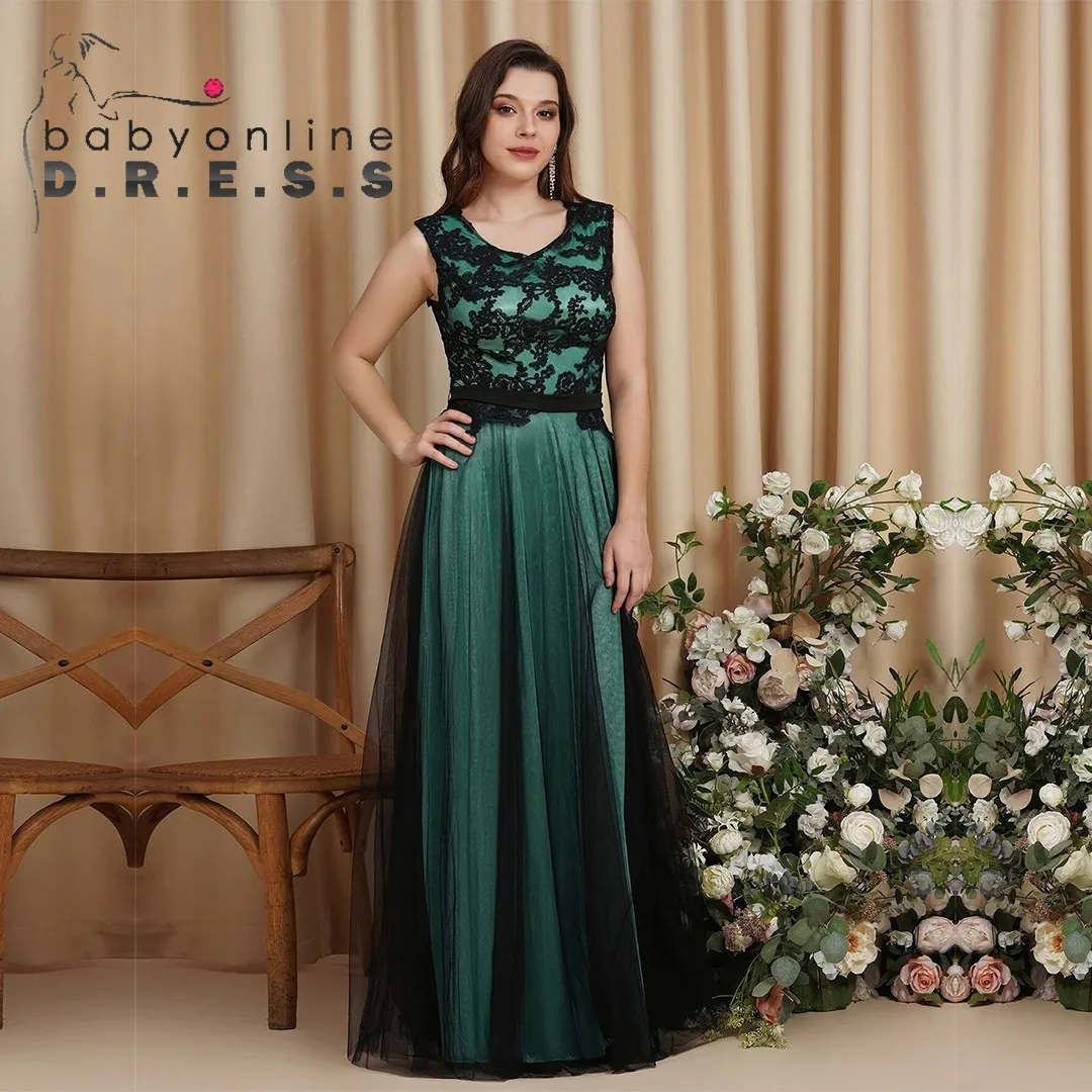 BABYONLINE Monther of Bridal Dress Sleeveless Lace Floral Corest and Floor Tulle A Line Maxi Skirt Evening Fomral Party Gown
