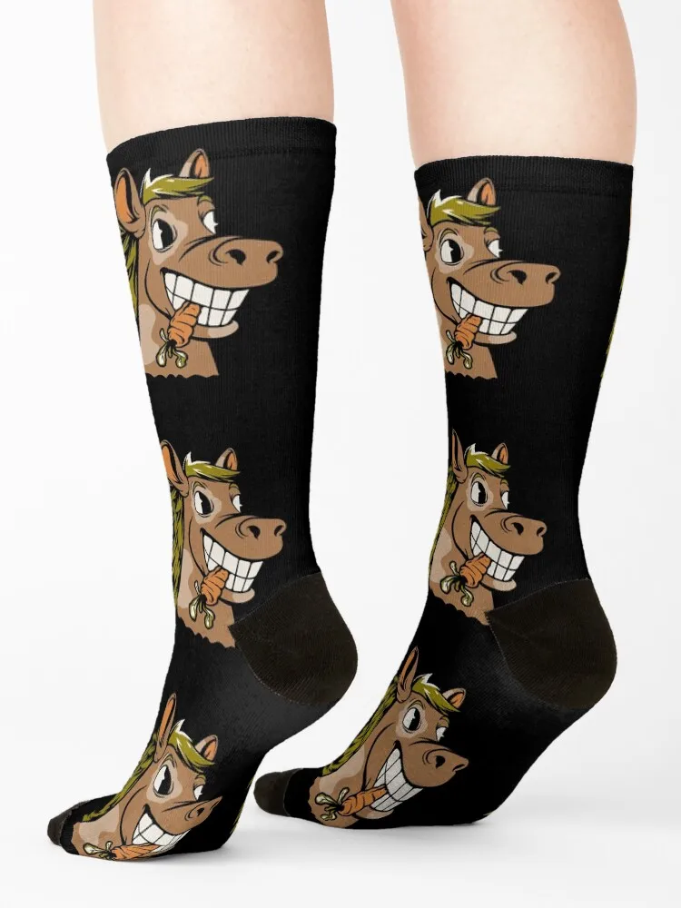 Cartoon horse with carrot Socks Novelties sports and leisure gifts Wholesale Socks Female Men's