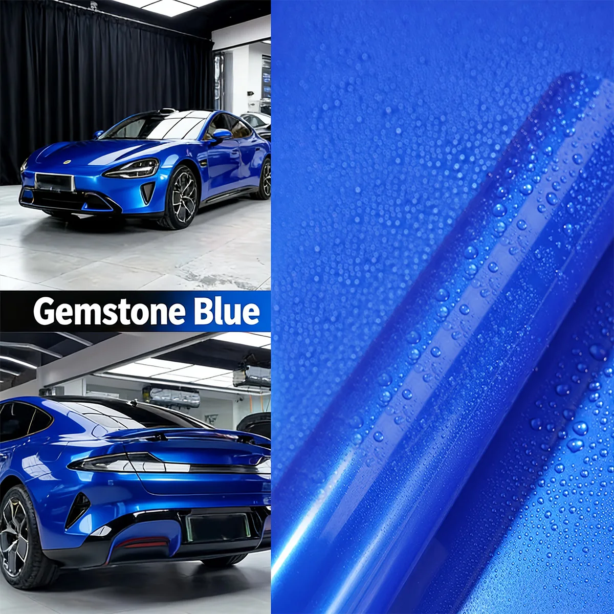

Ultra Gloss Sapphire Blue Car Sticker Color Change Vinyl Film Bubble-Free Self-Adhesive Auto Decals Car Wrapping Accessories