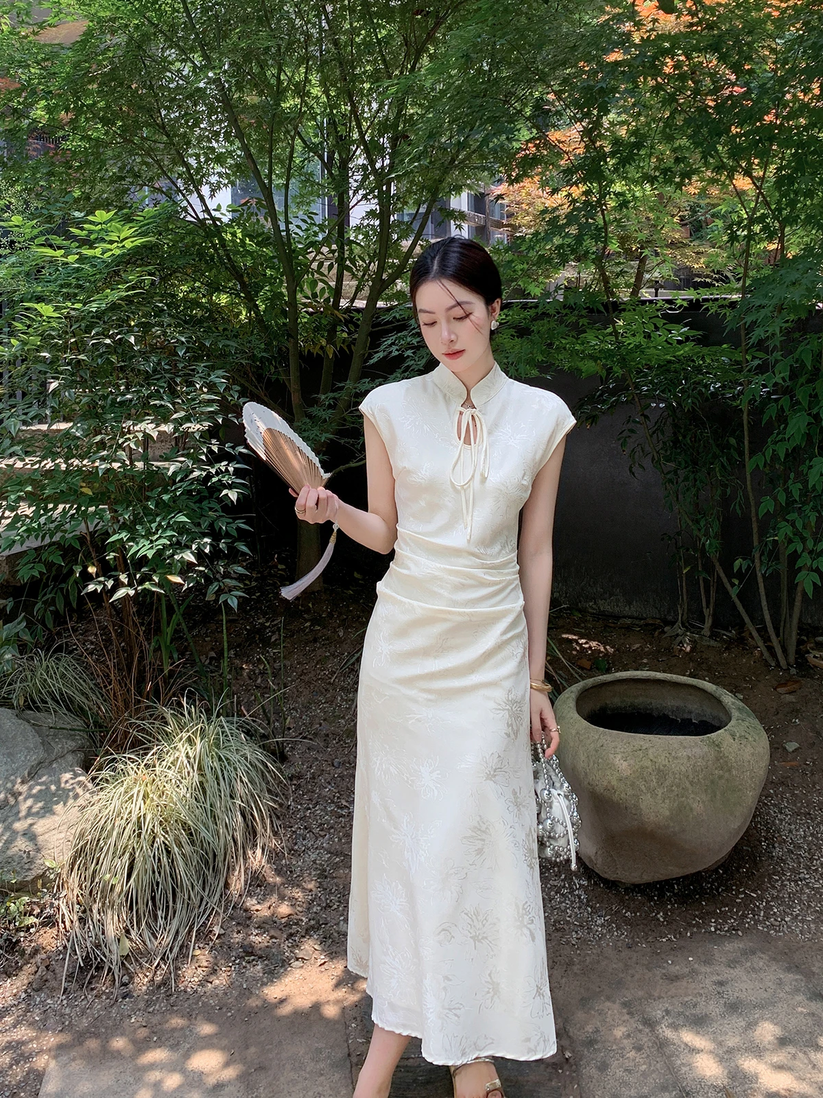 

Новое китайское женское летнее платье с завышенной талией, длинное, А-силуэта, с застежкой-молнией