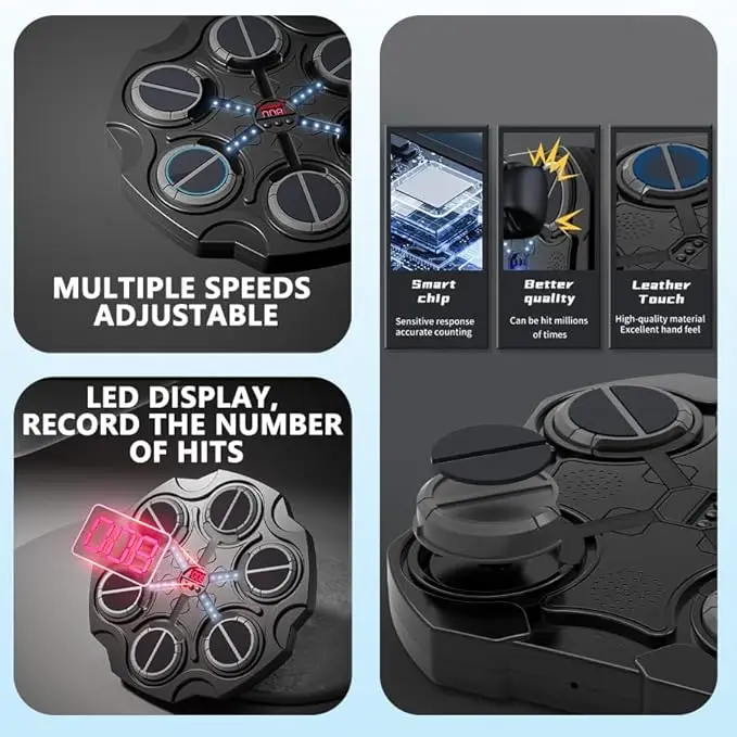 آلة الملاكمة الموسيقية آلة تدريب الملاكمة بلوتوث مع قفازات قابلة للتعديل سرعة الملاكمة جدار جبل للأطفال الكبار مكتب المنزل