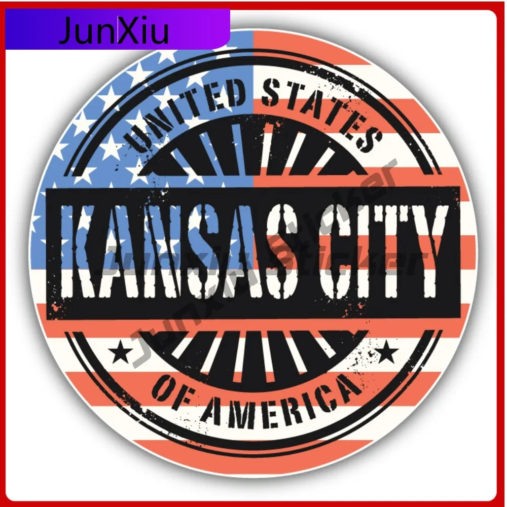 

Kansas City Usa Flag Grunge Stamp Car Decal Bumper Stickers Cute Style SUV Use For Door Panel Decorati Automotive Decor Scrat