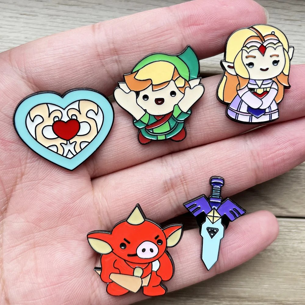 5pcs Kawaii Master Sword Enamel Lapel Pins Set Anime Themed Brooch Badges for Jackets Bags Collectible Gift for Gamers Souvenir view 6