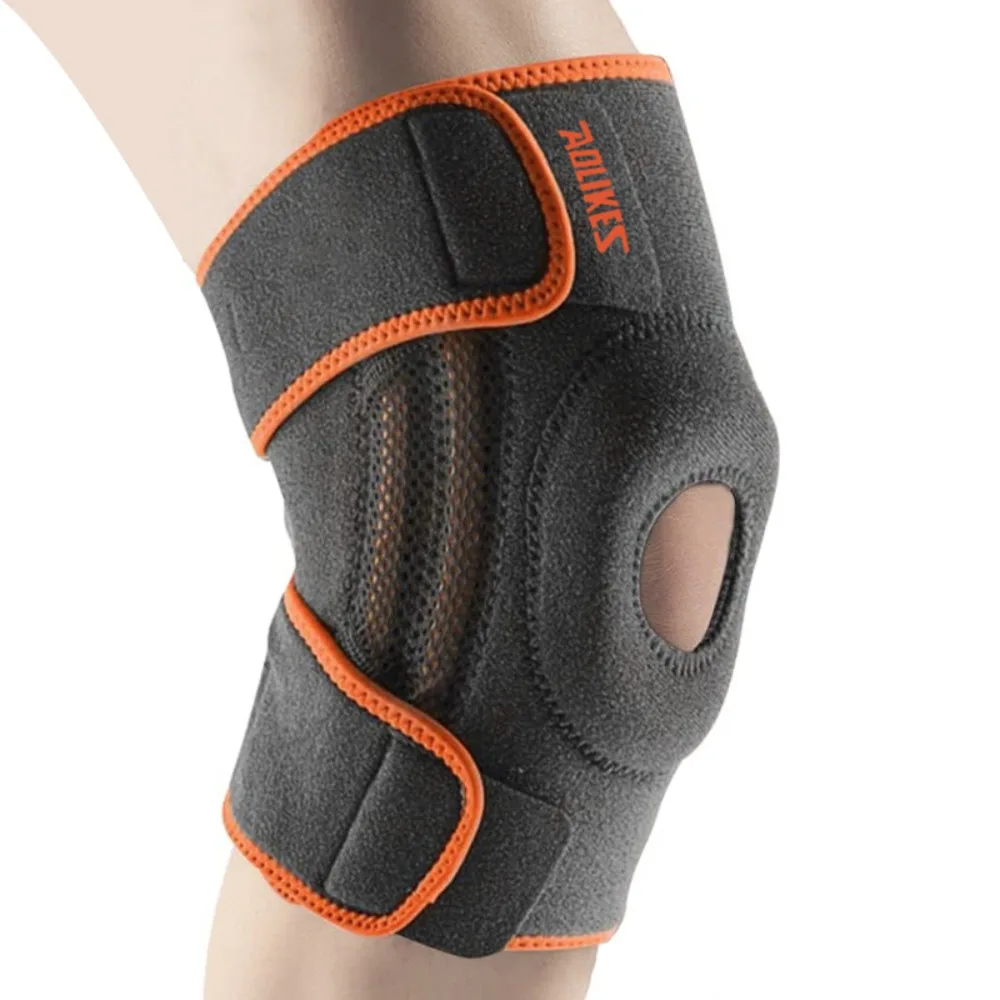 

4 Spring-loaded Sports Kneepad Adjustable Breathable Leg Brace Protector Safety Pressurized Fitness Knee Pads Injuries Recovery
