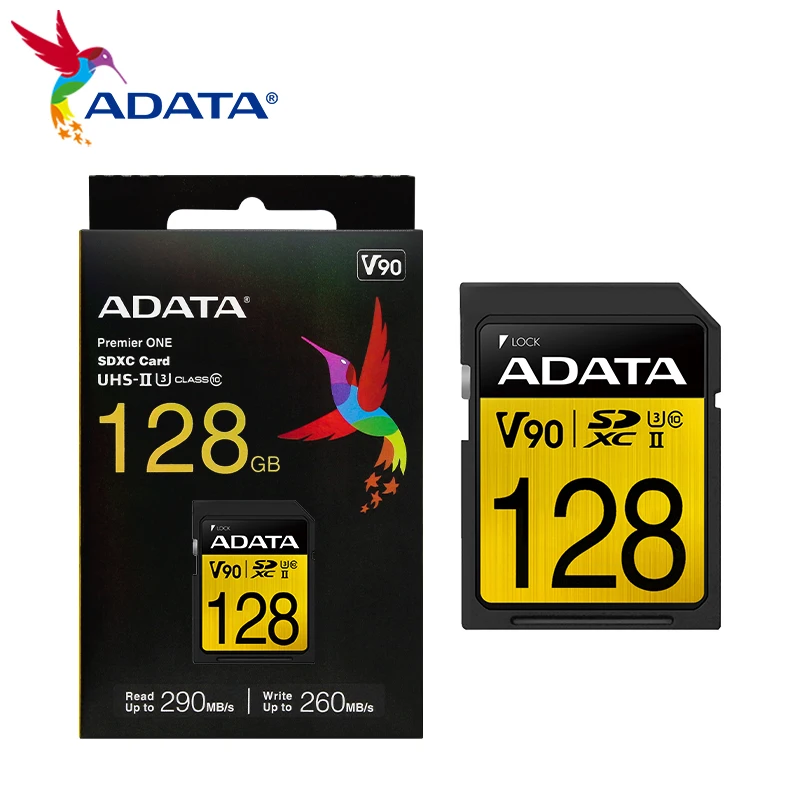 ADATA V90 Professional Imaging SD Card UHS-II U3 64GB 128GB 256GB Memory SD Card Up to 290Mb/s High Speed SDXC Cards for Camera