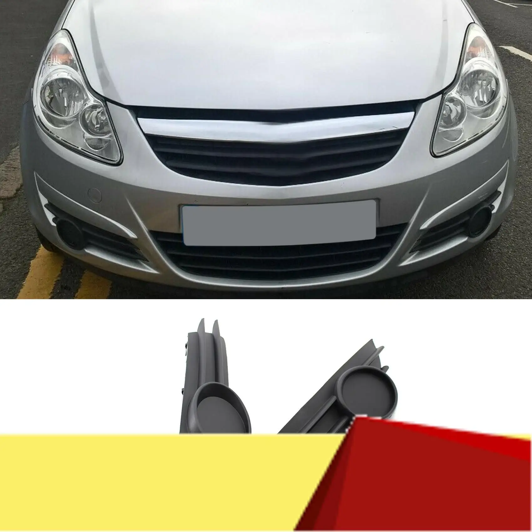 

2X Car Front Fog Light Grille Fog Lamp Cover Front Bumper Grill For Vauxhall Opel Corsa D 2006-2011 13229482 13229483-M53K