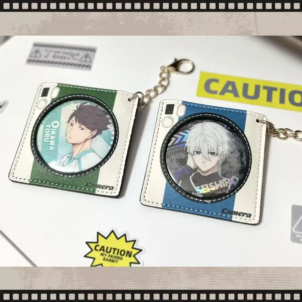 Creative Design PU Leather Idol Anime Badge Clip Holder Cute Camera Badge Pin Displaying Cover with Keychain Kawaii Bag Charm