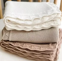 Knitted Baby Blanket Newborn Swaddle Blankets Foy Boys Girls Cotton Soft Infant Receiving Blankets Crib Quilt Baby Essentials