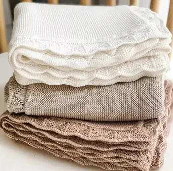 니트 아기 담요 신생아 Swaddle 담요 Foy 소년 소녀 면화 부드러운 유아 수신 담요 유아용 침대 이불 아기 필수품