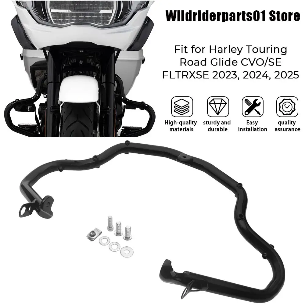 

Защитная дуга двигателя (краш-бар) из железных сплавов, черная, для мотоциклов Harley Touring Street Glide FLHX/I 2024 2025 2026