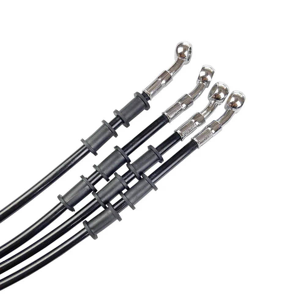 Black 400mm-2200mm Motorcycle Hydraulic Reinforced Brake Clutch Oil Hose Line Pipe For 28°-90° Pipe Line Braided oil hose image 5