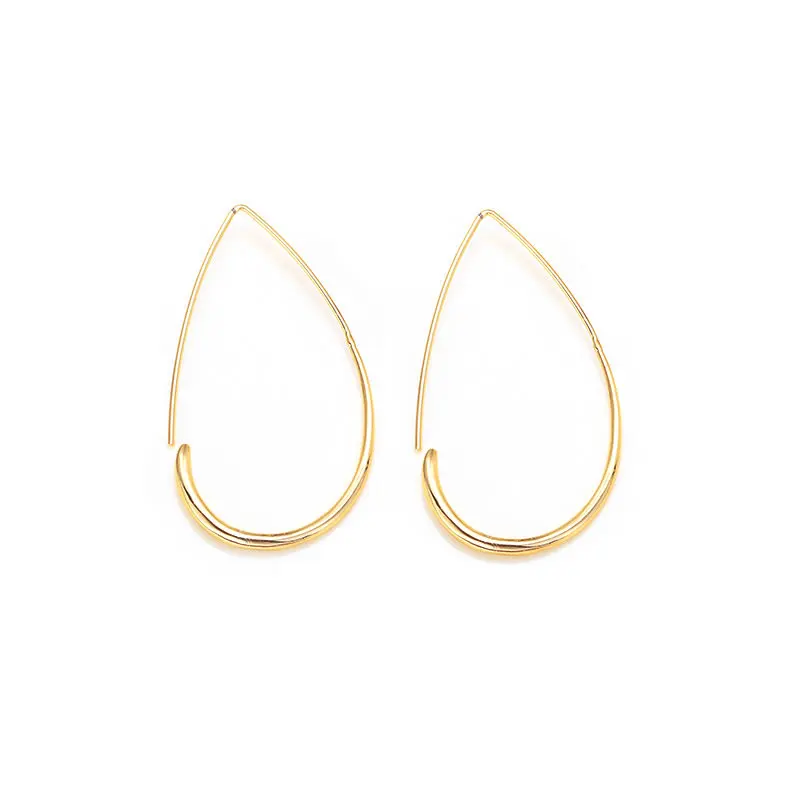 4PCS 25x36MM 30x53MM 24K Gold Color Brass with Half Hole Pin Drop Shape Earring Hooks High Quality Jewelry Accessories