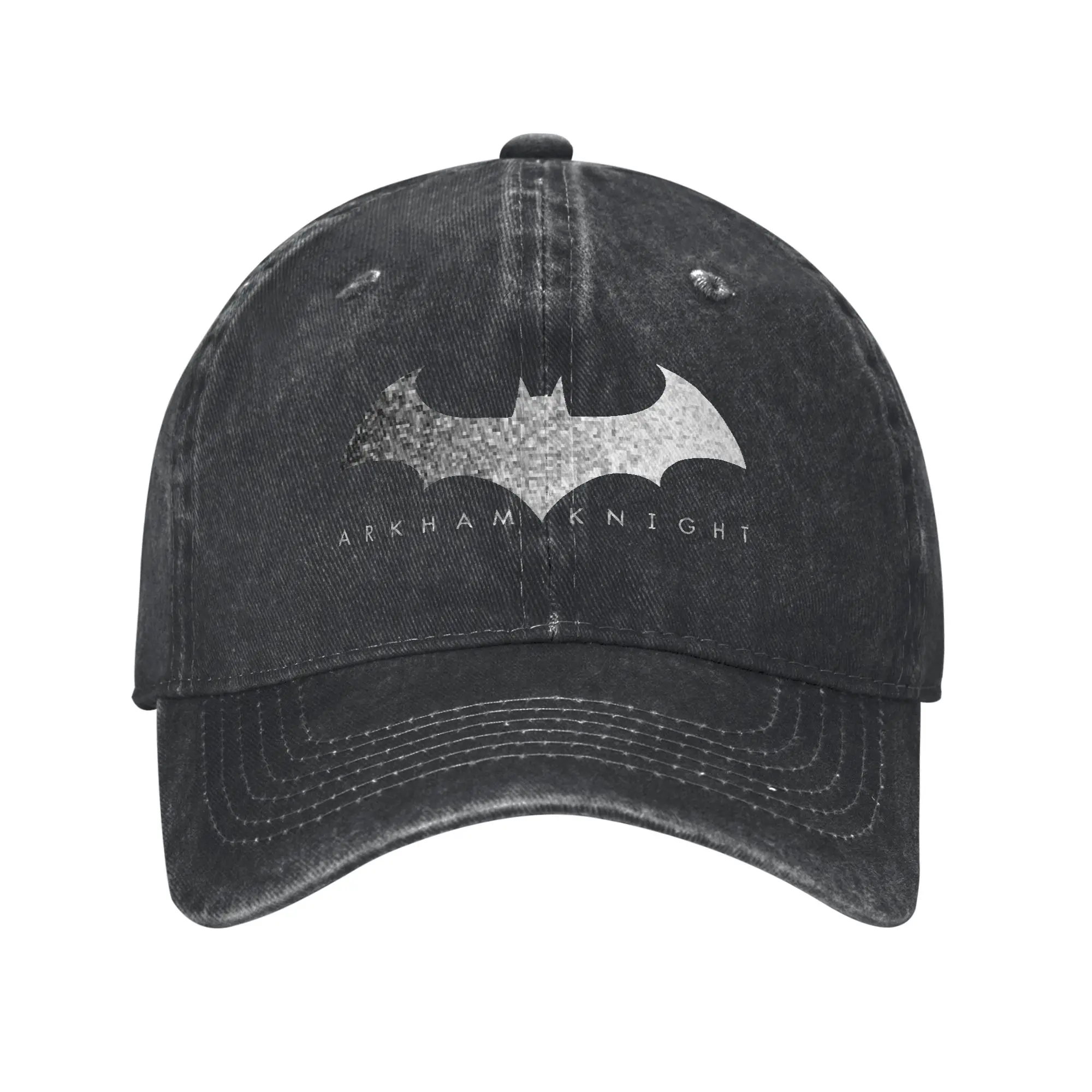 Batman Arkham Knight Pixel Logo T-Shirt Baseballkappe Klassische Distressed-Denim-Kopfbedeckung Unisex Reise Unstrukturierte Soft Cap