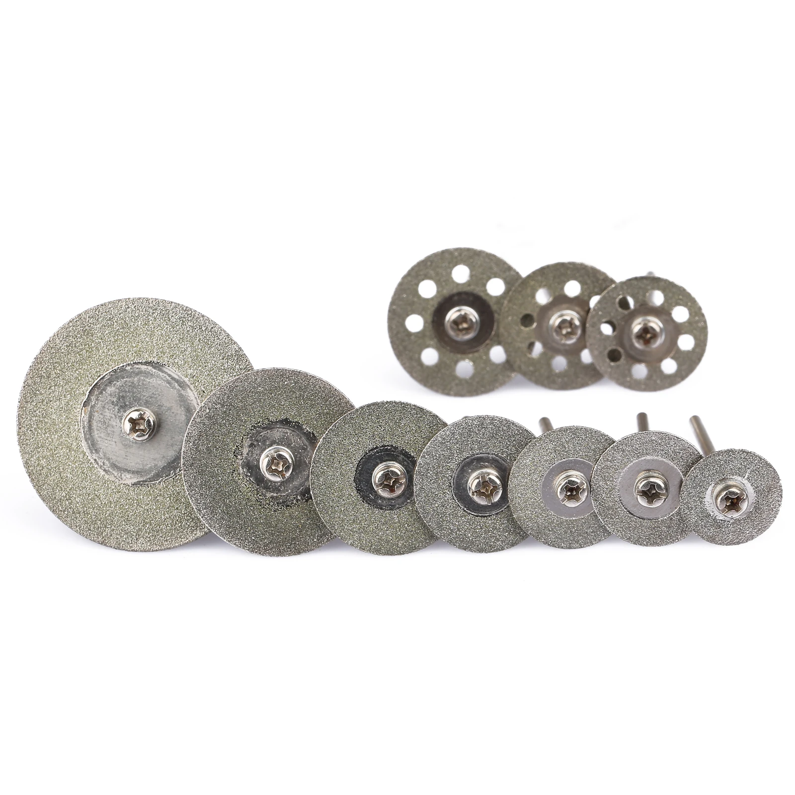 แผ่นตัดเพชร10ชิ้นสำหรับสว่านไฟฟ้าเครื่องบดตัดใบเลื่อยสำหรับเครื่องมือโรตารี่ dremel อุปกรณ์เสริมก้าน3.0มม.