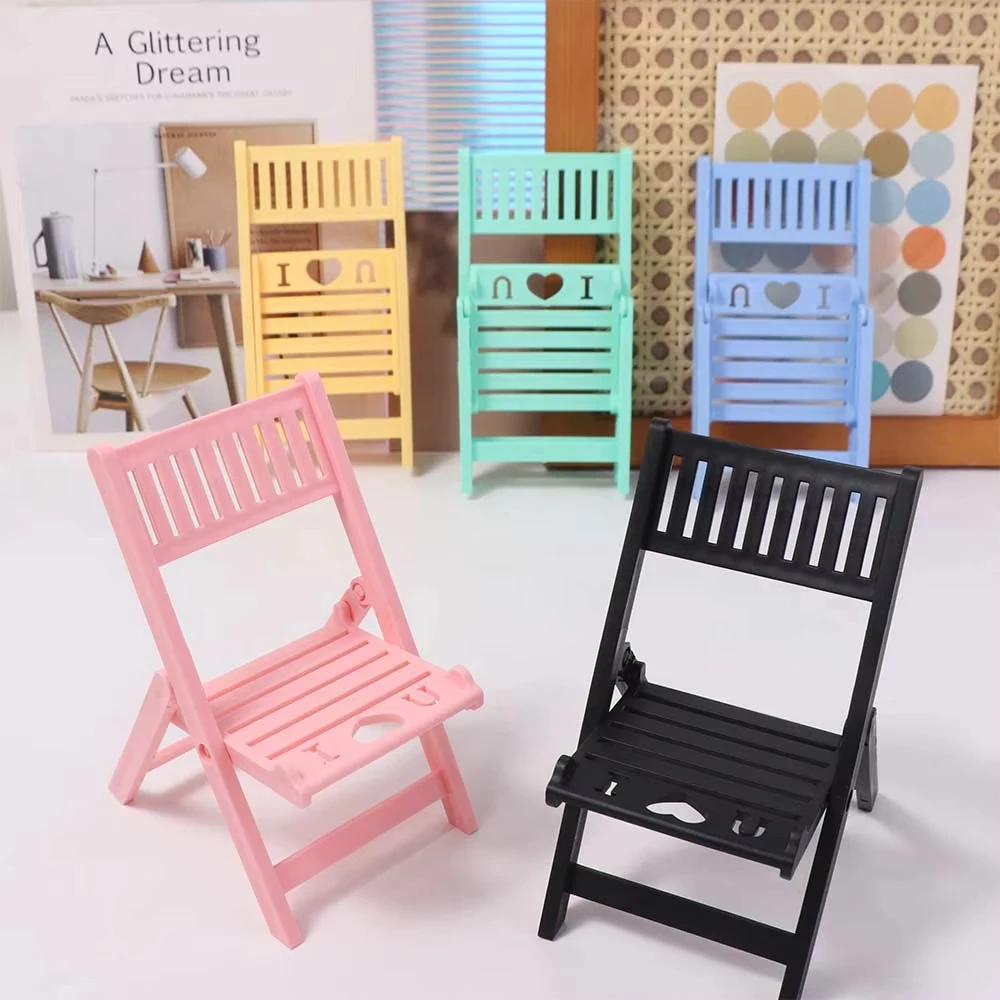 

Foldable Macaron Phone Holder Plastic Cellphone Stand Multi-functional Desk Decor Chair Shape Portable Cell Phone Bracket
