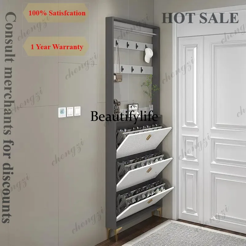 C139 Modern Tall Wooden Shoe Cabinet Italian Style Storage Organizer Shoe Rack Display Space Saving Zapatero Tela Furniture Home
