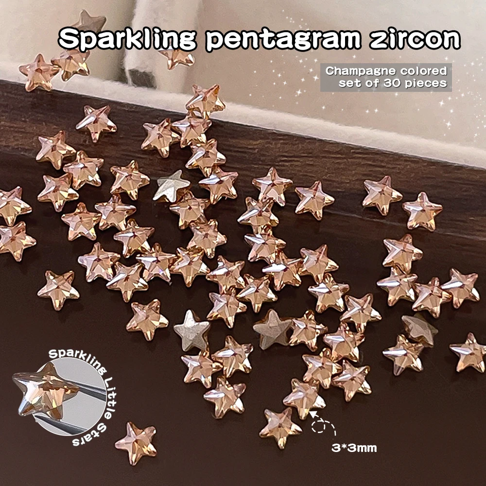 Kaniu 30/50/100 Stück K9 Farbige Fünfzackige Stern-Pentagramm-Strasssteine Bunte Flache Mini-Stern-Diamanten 3D-Stern-Diamanten – Detail 12