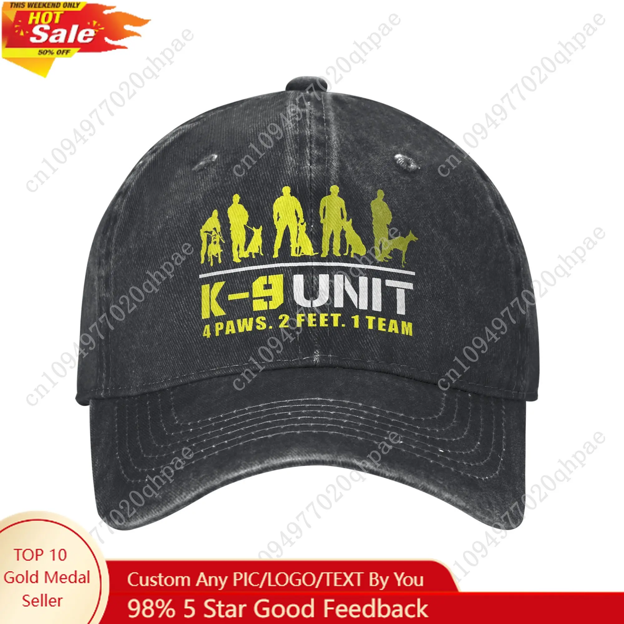 

K9-Unit-Malinois-Team Handler Baseball Caps Distressed Denim Tactical Police Dog Squad Headwear Unisex Outdoor Workouts Gift Hat