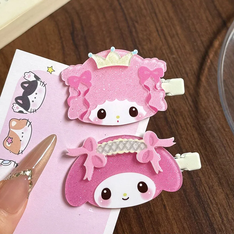 

2Pcs Anime My Melody Hair Clips Set Non Slip Gentle On Hair Anime Style Bangs Clips for Girls Cute Accessories