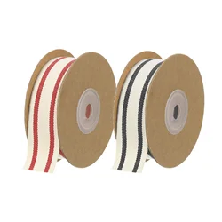 10 Yard Natural Cotton Stripes Ribbon for DIY Christmas Wedding Party Crafts Decoration Home Decor 1/2.5/3.8cm Width