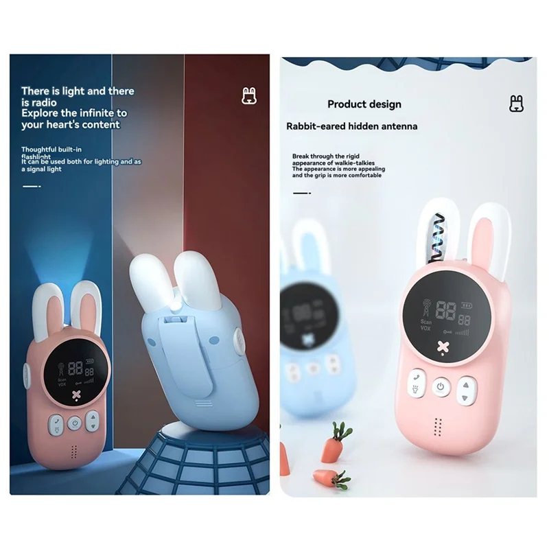 ที่ยอดเยี่ยม-การ์ตูนเด็ก Walkie Talkie ชุดวิทยุ UHF Interphone 3 กม., mini โทรศัพท์ออกแบบของขวัญเด็กหญิงและเด็กชาย