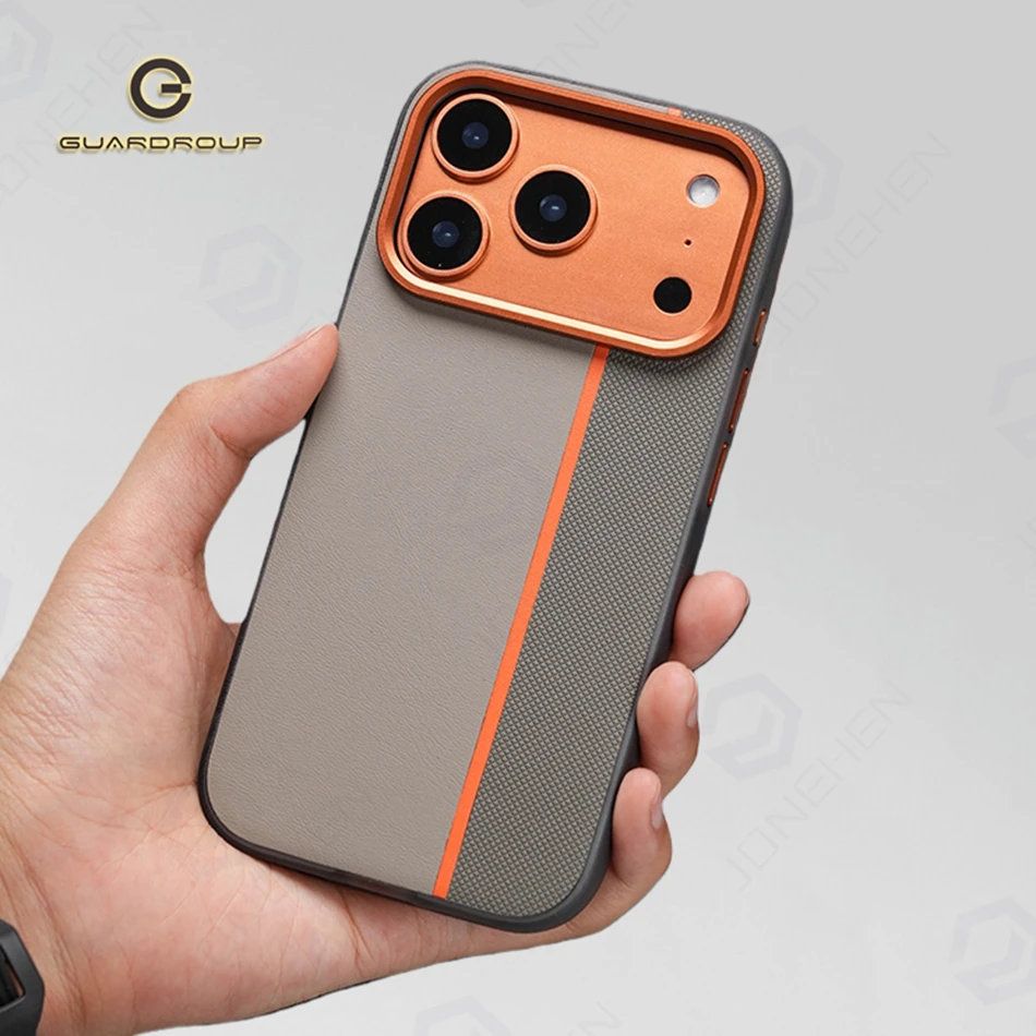 

Матовый чехол из искусственной кожи с текстурой для Magsafe Armor для iPhone 17, Air 16, 15, 14 Pro Max, матовый противоударный чехол из сплава с линзами