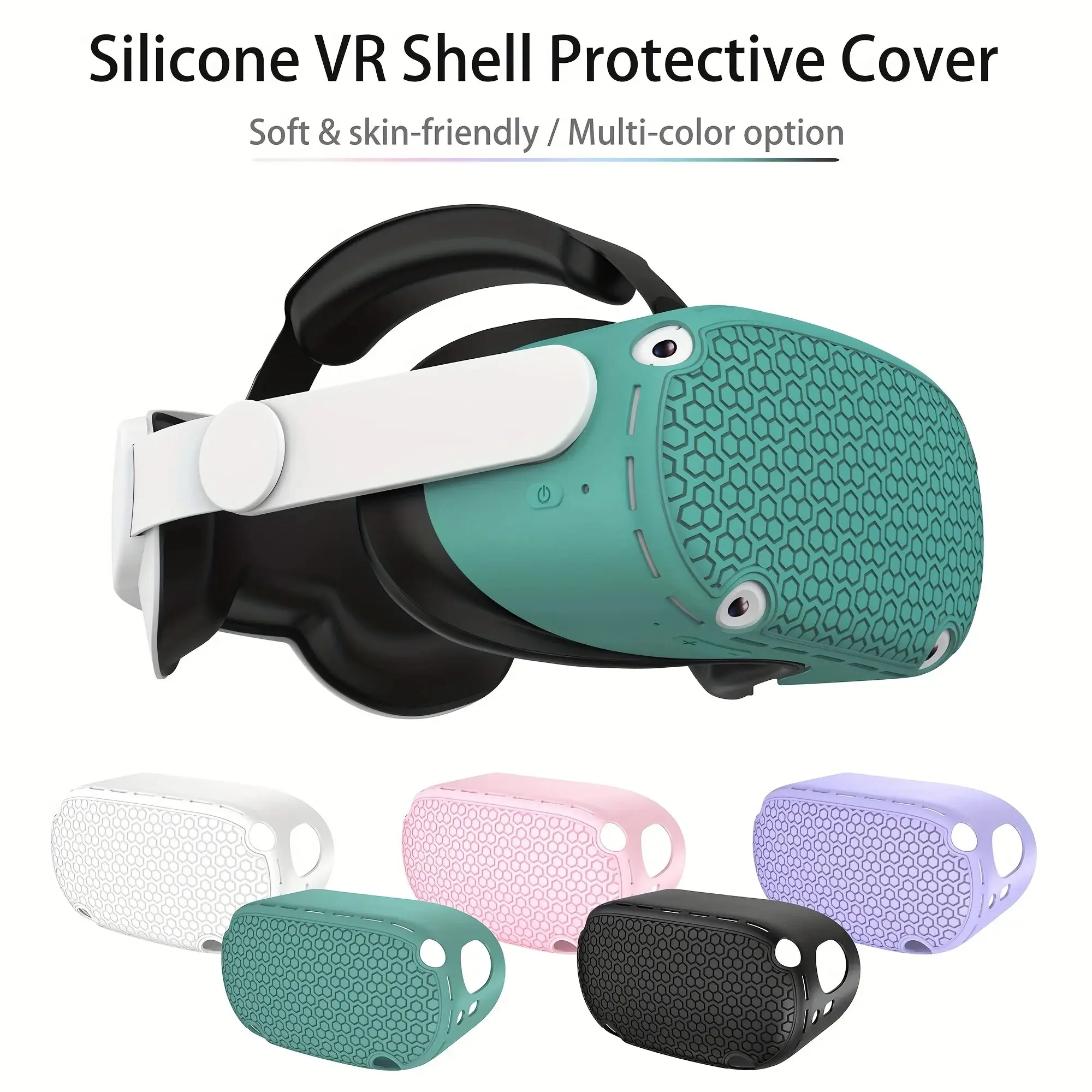 Silicone VR Shell Protective Cover Compatible with Quest 2, Headset Protector Cover Anti Scratch Anti Dust Anti Shock