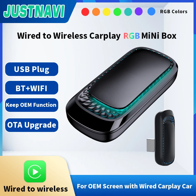 

JUSTNAVI проводной и беспроводной адаптер CarPlay AI BOX для OEM автомобильной стереосистемы с USB подключи и играй, автоматический смартфон CarPlay