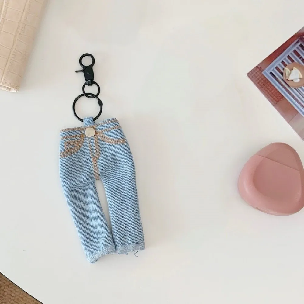 Pen Ledger Decoration Mini Jeans Pen Holder Keychain Pen Storage Accessories Pen Clamp Denim Pendant Keyring Insert Hanging