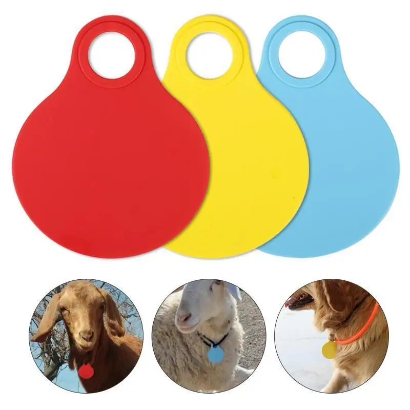 100Pcs Ear Tags No Numbers No Puncture Required Cattle Pig Sheep Hanging Tpu Circular Soft Tag Identification Card Farm Animal