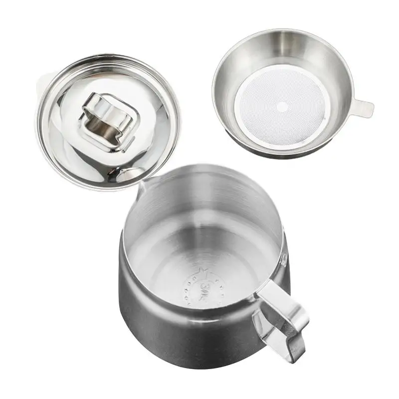 Stainless Steel Oil Filter Pot Large Capacity Lard Tank Strainer Deep Fryer Separating Grease Separator Kitchen Accessories