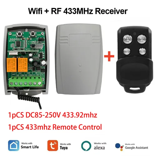 Imagen 2 del producto Tuya WIFI 2CHGarage puerta abridor receptor 433mhz 433,92 mhz Universal código rodante fijo interruptor controlador multimarca