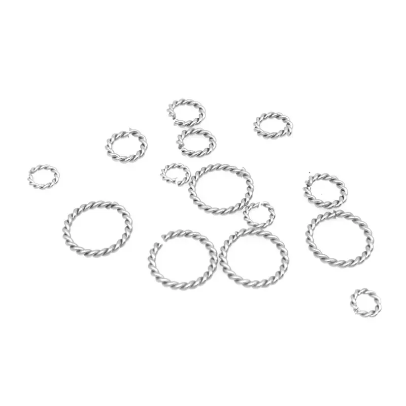 50pcs/lot spiral Stainless Steel Open Jump Rings 6/8/10/12/15mm Silver Tone Split Rings Connectors For Jewelry Findings Making