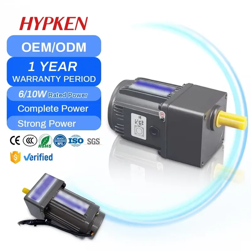 Hypken Ac 220v Induction Gear Motor High Torque Speed Control 90w 6~10w Small Electric Motors Forward And Reverse Mini Motor