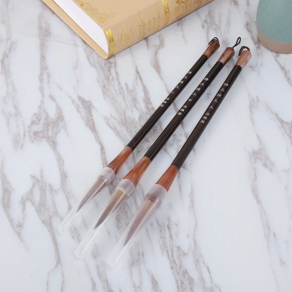 3Pcs Wolf Hair Calligraphy Brushes Chinese Writing Brush Set Sizes L Beginner Drawing Painting Tools Wolf Hair Writing Brush