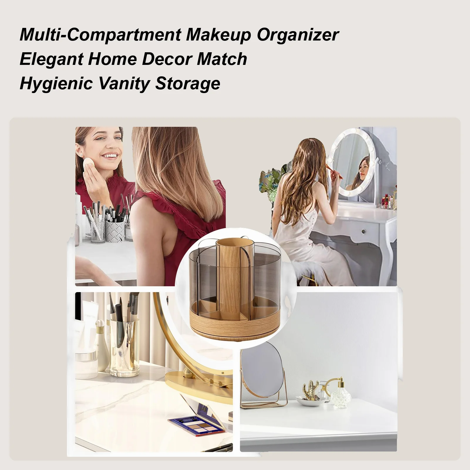 

Органайзер для кистей для макияжа, акриловый, большой вместимости, винтажный, прозрачный, контейнер для косметики, гель-лака, парфюмерии для женщин