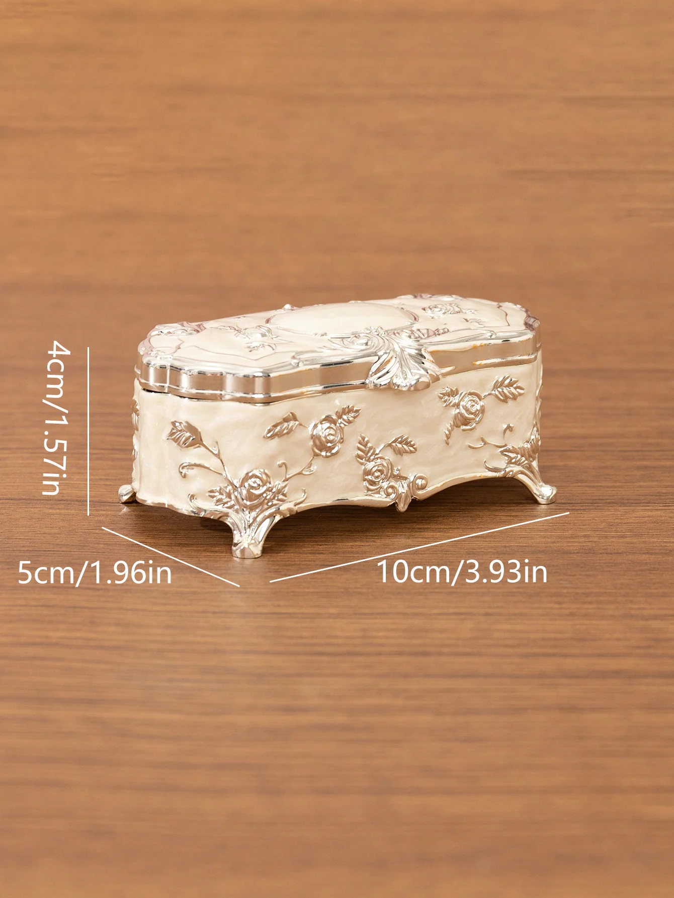 Metal Creative European Vintage Jewelry Trumpet Silver-plated Hand-Painted High-grade Rose Storage Cotton Swab Box Valentine\'s D