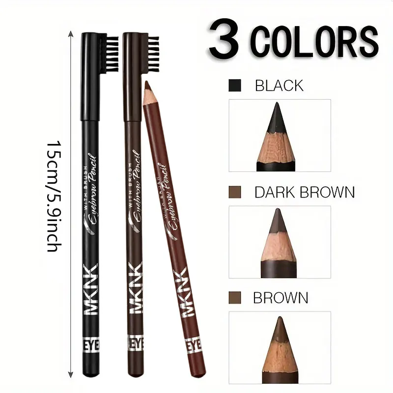 防水アイブロウペンシル 2 本 - 防汗、長持ちするナチュラルマット仕上げ、洗練されたペンシルデザイン