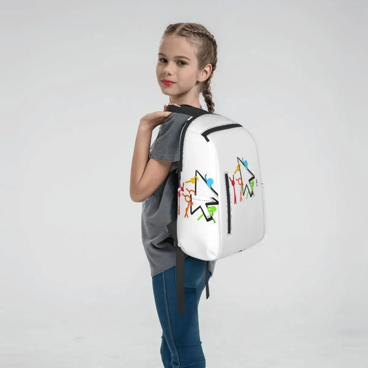 Alan Becker Five Stick Figures With Fire Mouse Pickaxe Backpack Large Capacity Kids BookBag School Bag Shoulder  for Men Women