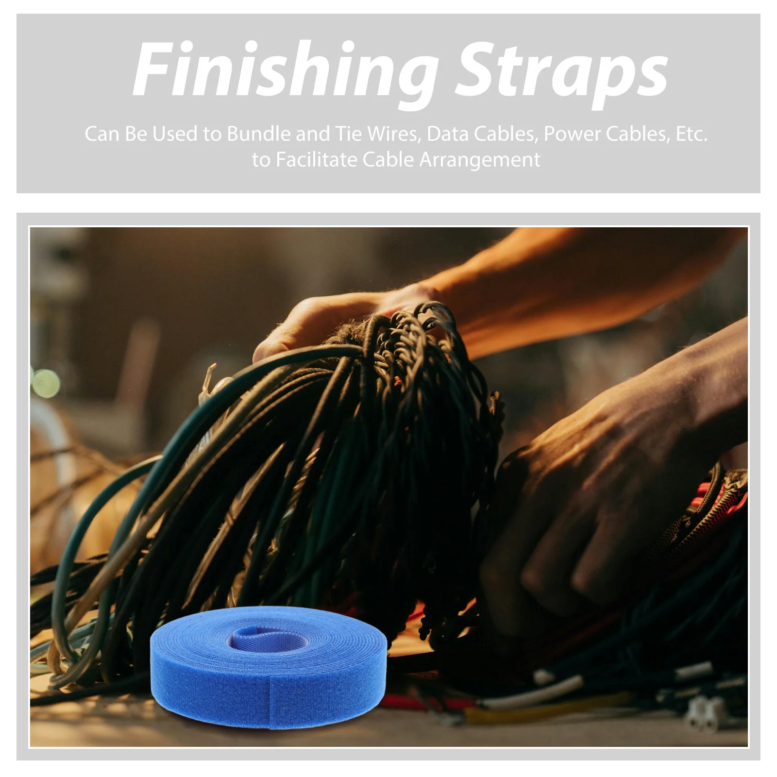 

Durable Hook and Loop Strap Cable Ties Wire Organizer Cord Strap Practical Solution Easy Use Versatile Design Secure Hold