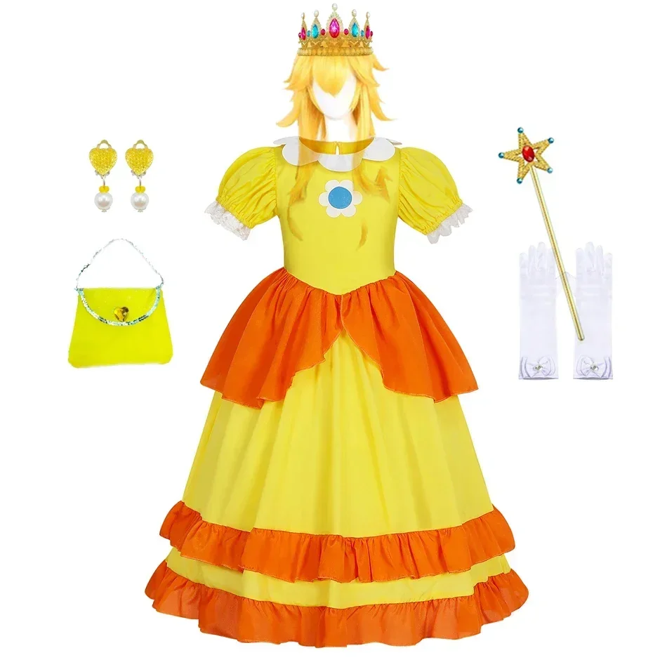 Disfraz de marguerita de Halloween, disfraz de pêche, bata de Rosalina para niños, fiesta de cumpleaños, carnaval, fantasía filles, batas de fiesta
