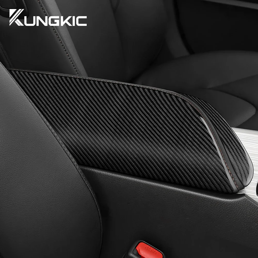 Car Armrest Box Panel For Toyota Camry 2018 2019 2020 2021 2022 2023 2024 Real Soft Carbon Fiber Interior Accessories