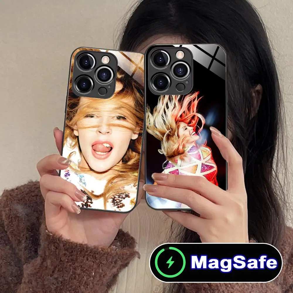 

Kylie Minogue Mobile Cell Phone Case for iPhone 17 16 15 14 13 12 11 Air Pro Max Plus Mini MagSafe Glass Colorful Cover Luxury