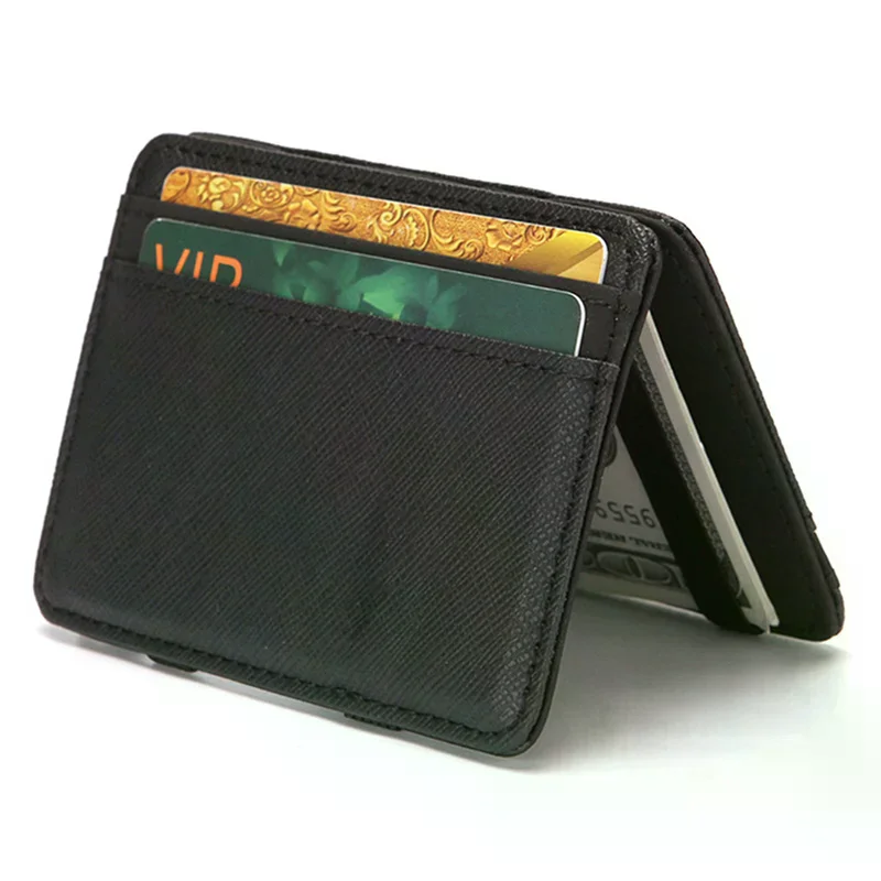 1 قطعة رقيقة جدا بولي Leather جلد النساء الرجال ماجيك محافظ قصيرة الأعمال حامل بطاقة الائتمان حقيبة صغيرة الحقيبة صغيرة صغيرة محفظة للعملة