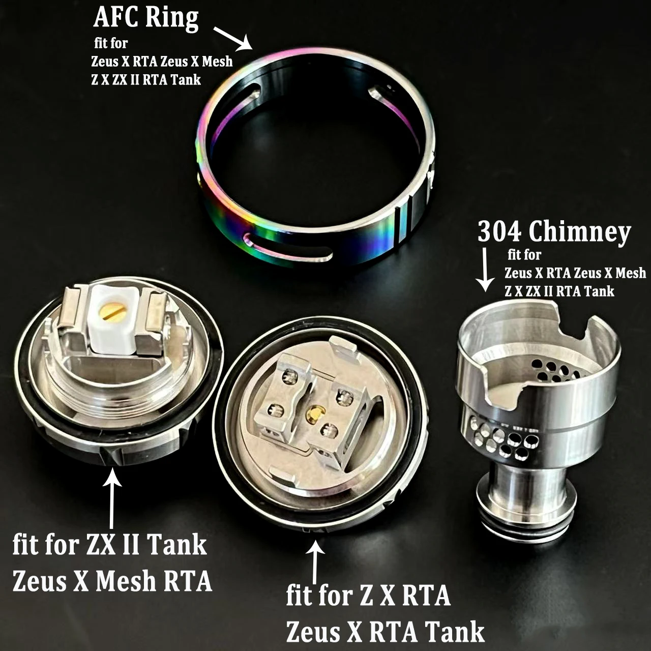 

Repalcement Zeus X Mesh RTA Tank Atomizer Vaporizer 25mm Base Single Dual Coil Deck 304 Chimney AFC Ring ZX Z X II e-cigret Vape